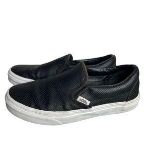 Vans Perf Black Leather Slip On Perforated  Unisex Shoes US Men 5 US Woman 6.5